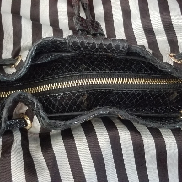 Henri Bendel Striped Sateen And Leather Hobo Convertible Crossbody- Large - Picture 12 of 13